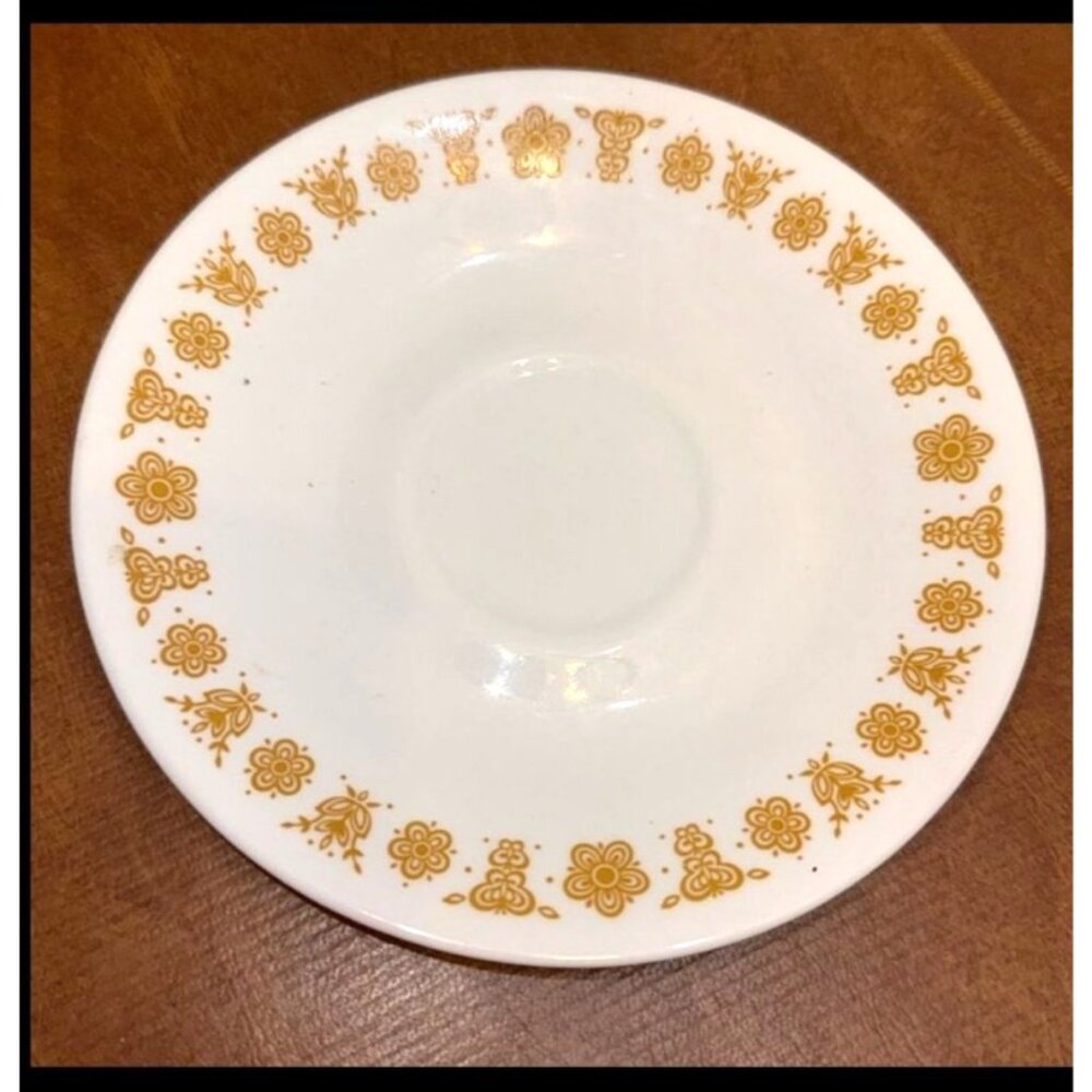 Corelle Butterfly Gold Saucer Plate 6.5" Vintage White & Yellow